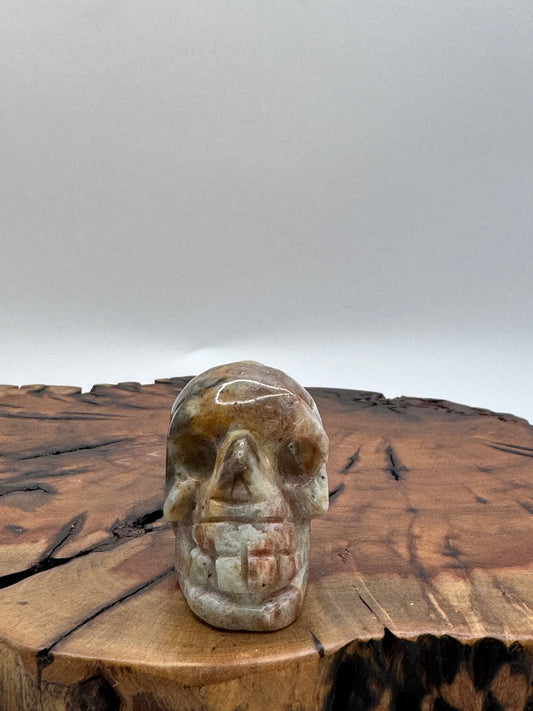 Hand Carved Agate Skull with Druzy 2"