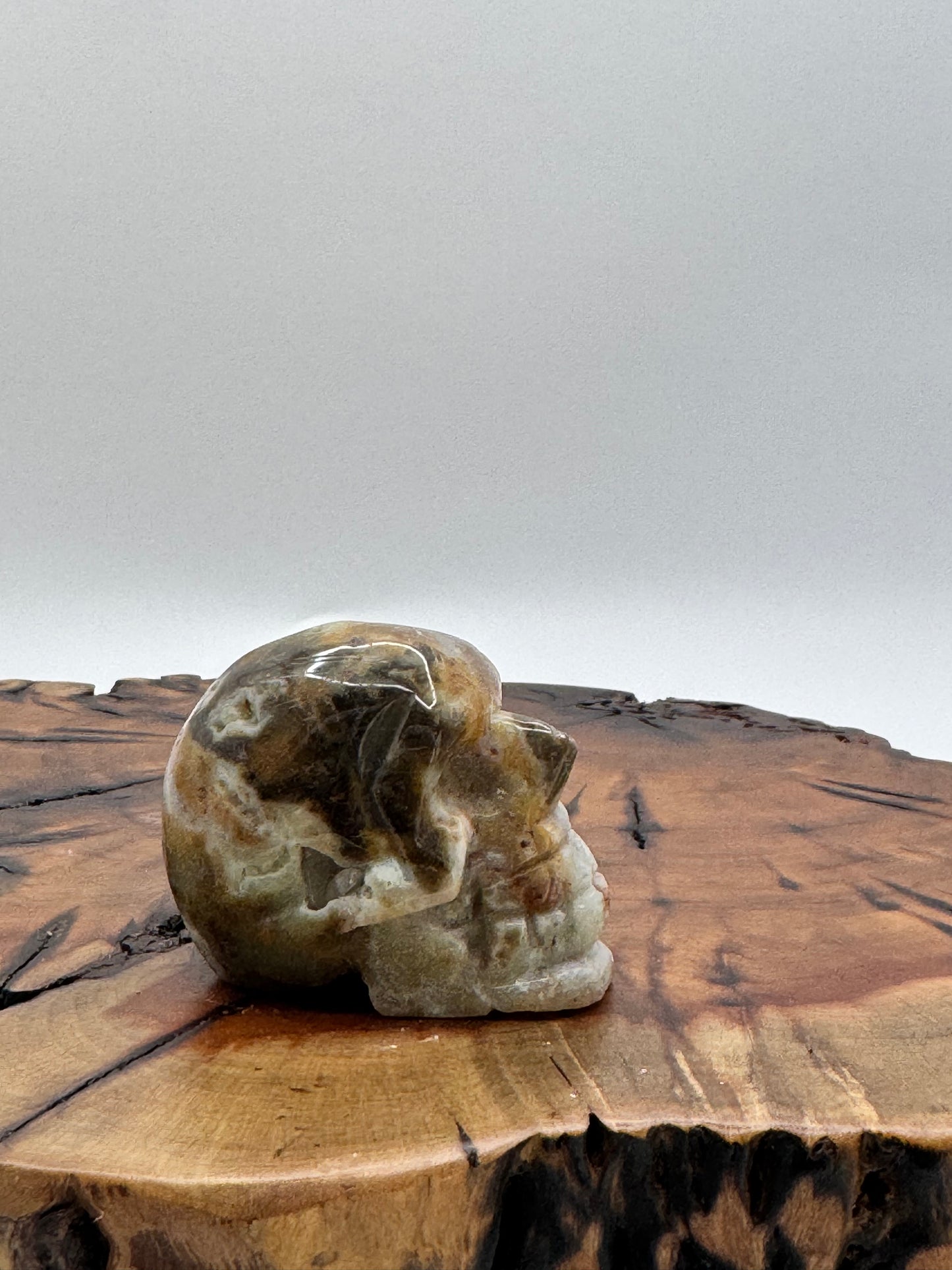 Hand Carved Agate Skull with Druzy 2"