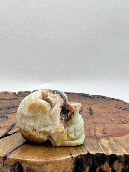 Hand Carved Agate Skull with Druzy 2"