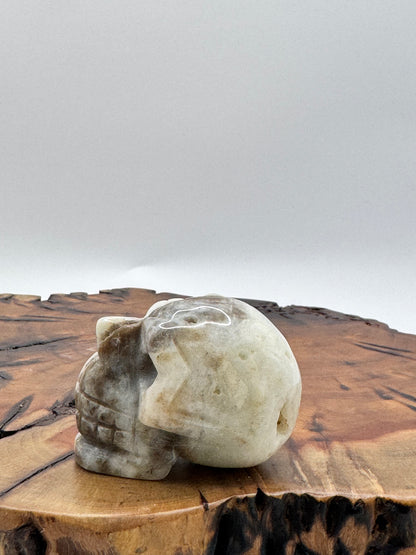 Hand Carved Agate Skull with Druzy 2"