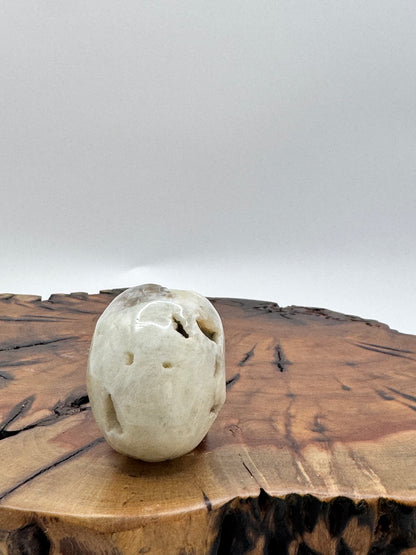 Hand Carved Agate Skull with Druzy 2"