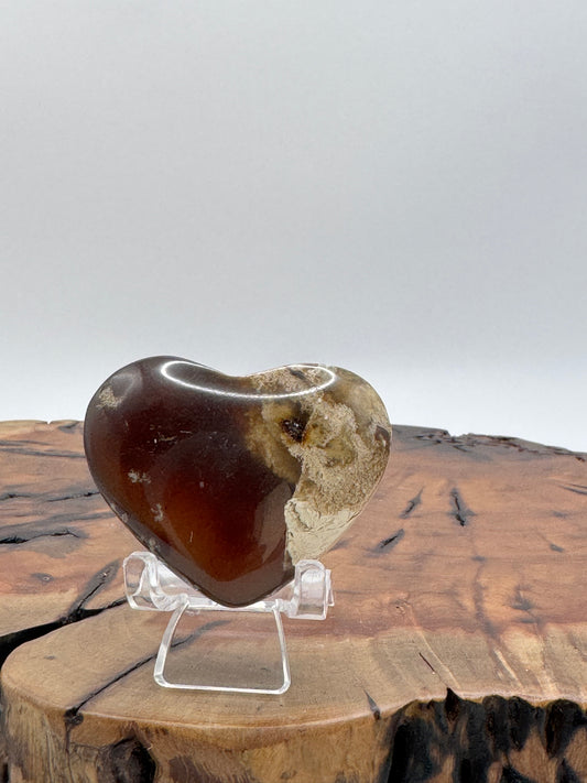 Blue Amber Hand Carved Heart 2" UV Reactive
