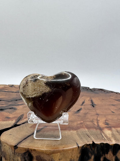 Blue Amber Hand Carved Heart 2" UV Reactive