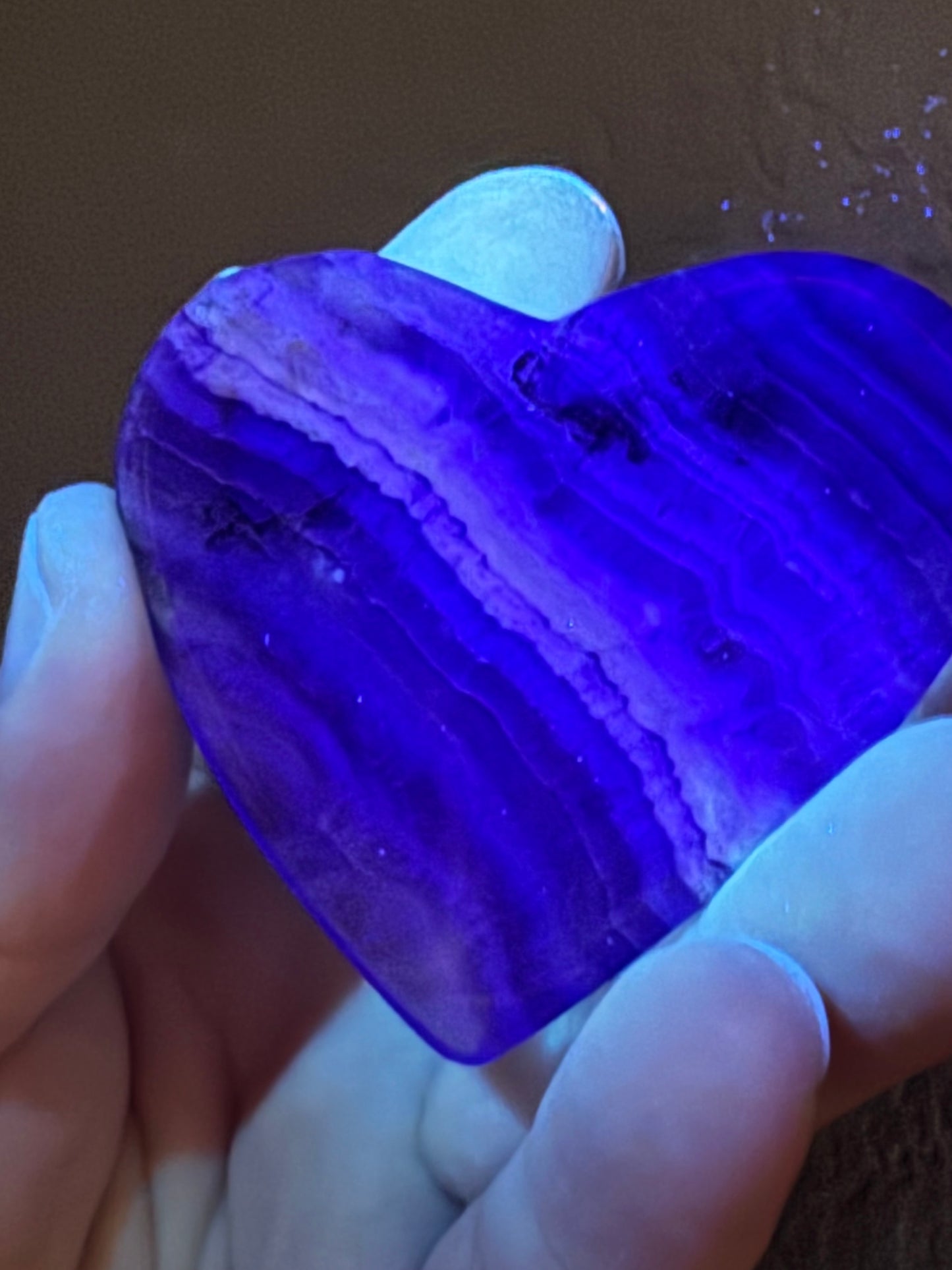 Fluorite Heart Shaped Bowl 2.5" UV Reactive