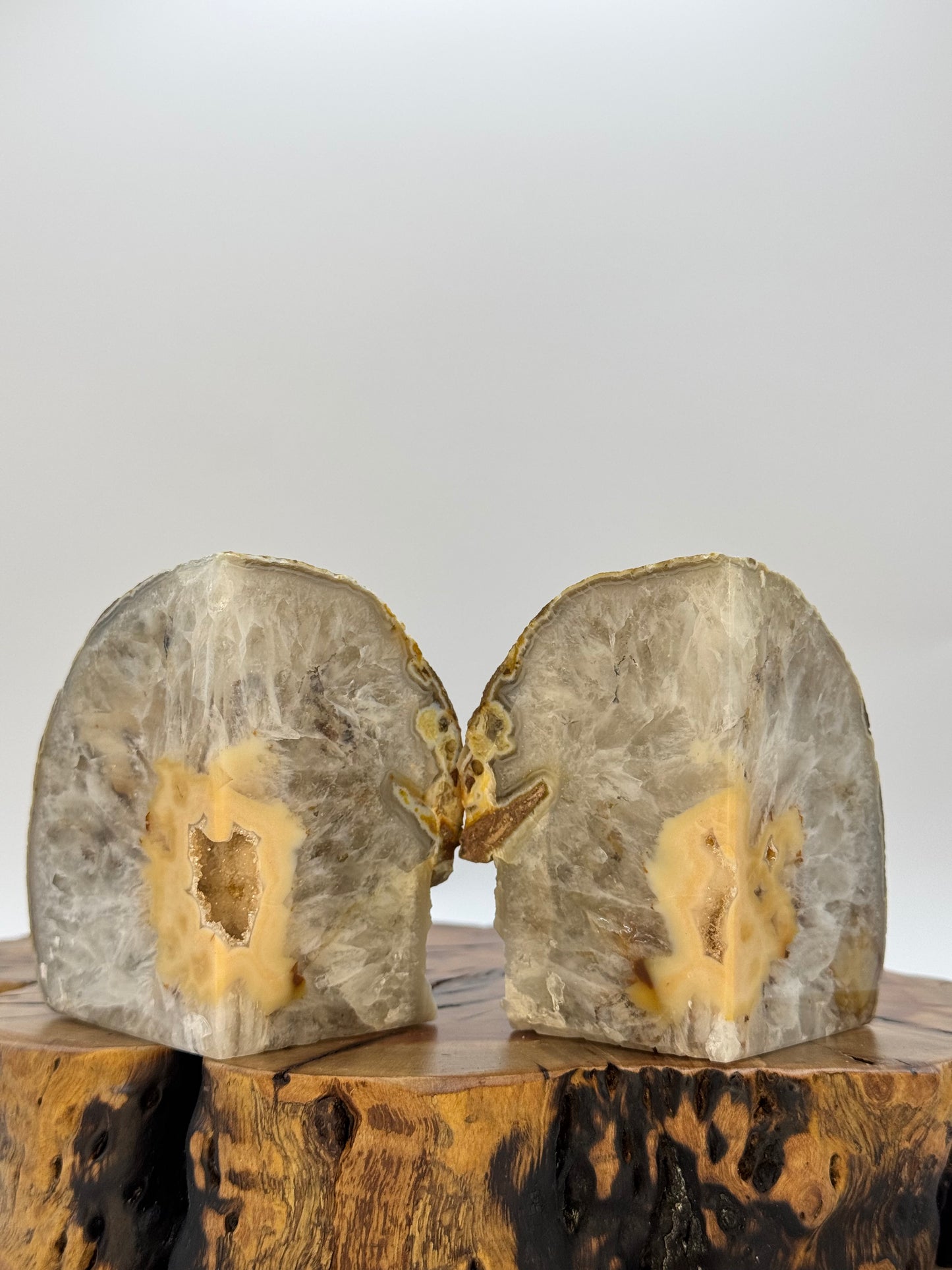 Brazilian Agate Bookends with Druzy