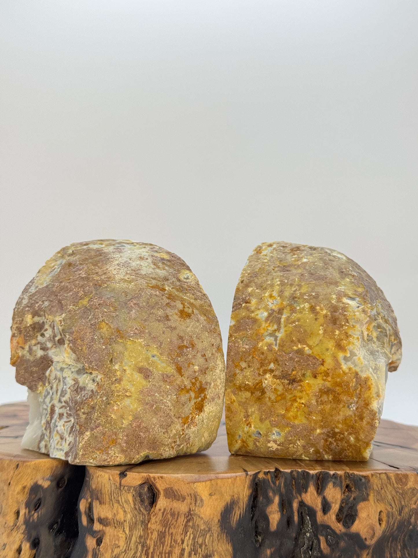 Brazilian Agate Bookends with Druzy