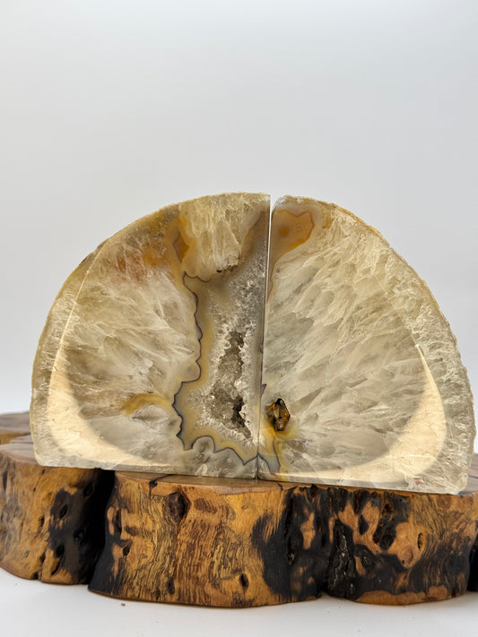 Brazilian Agate Bookends with Druzy
