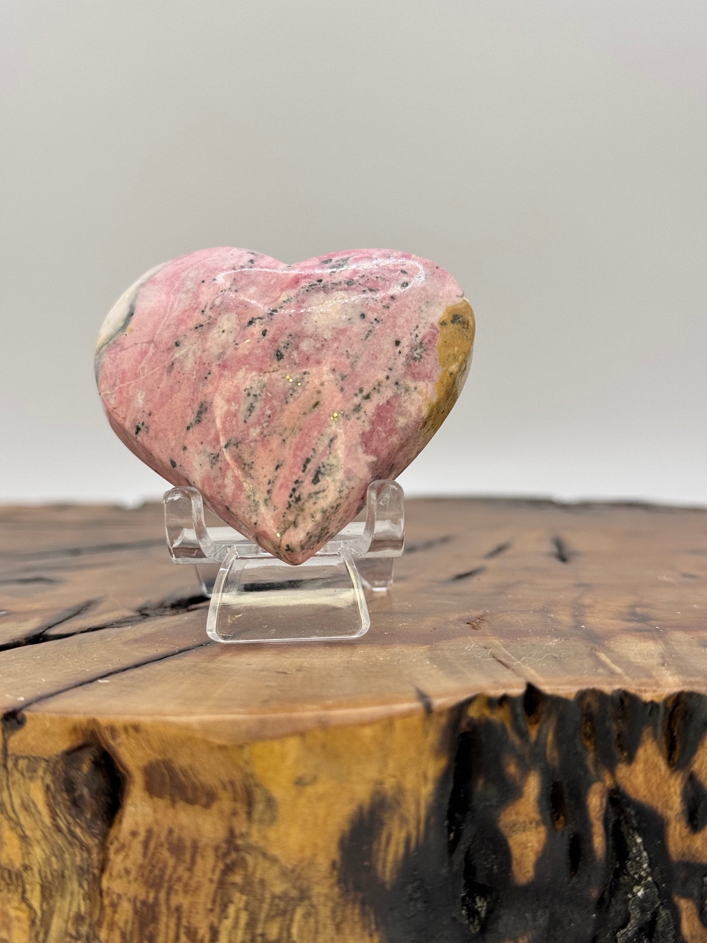 Rhodonite Heart.  UV Reactive