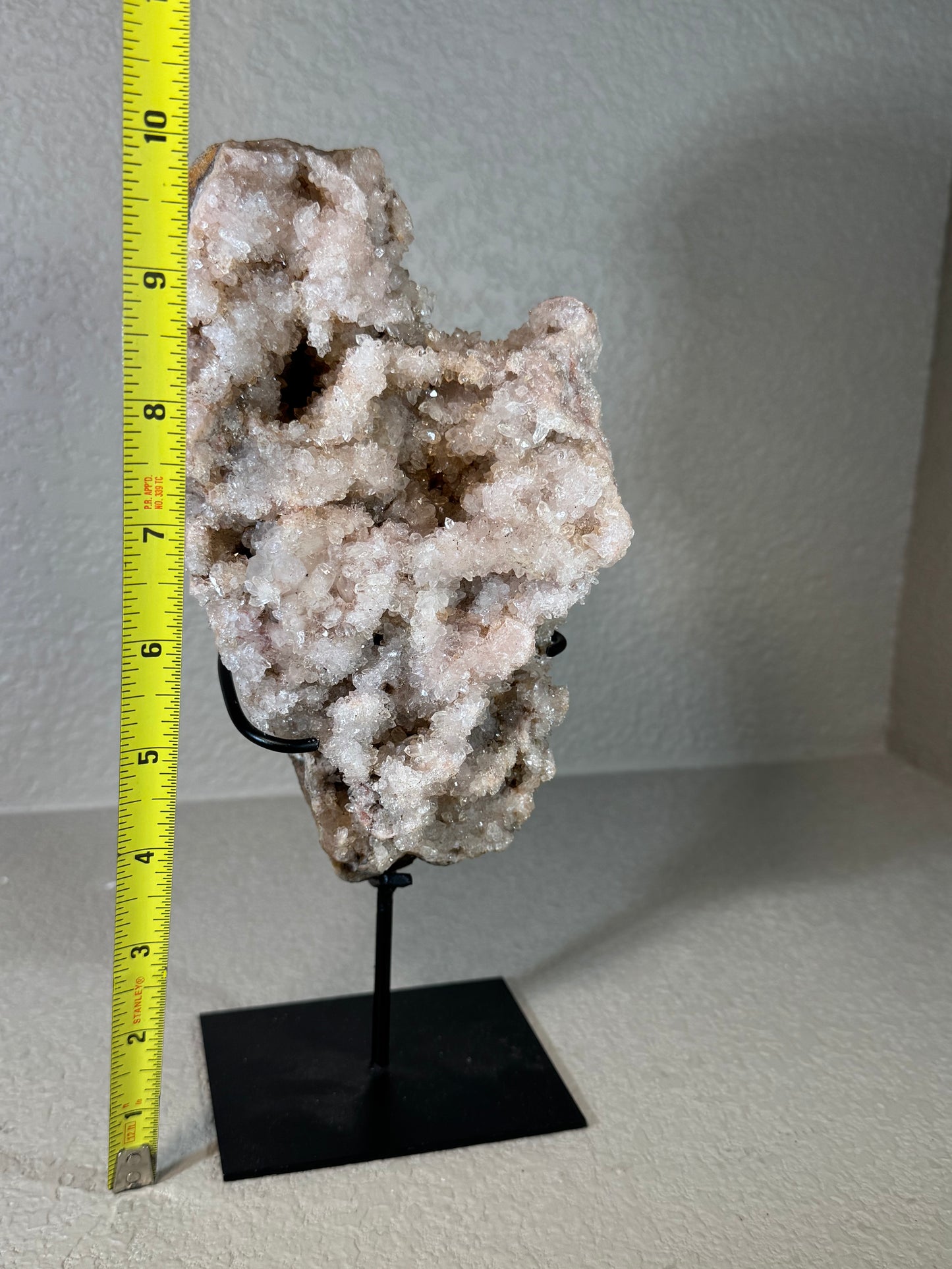 Stunning Druzy covered Pink Amethyst Stalactite Formation with Stand