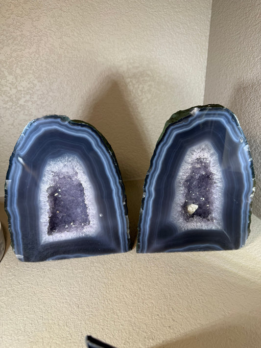 Stunning Rare Pair of Amethyst Cathedrals with Natural Back