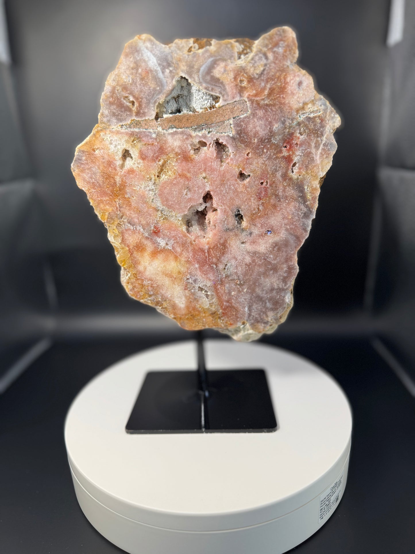 Pink Amethyst Slab on Stand from Brazil