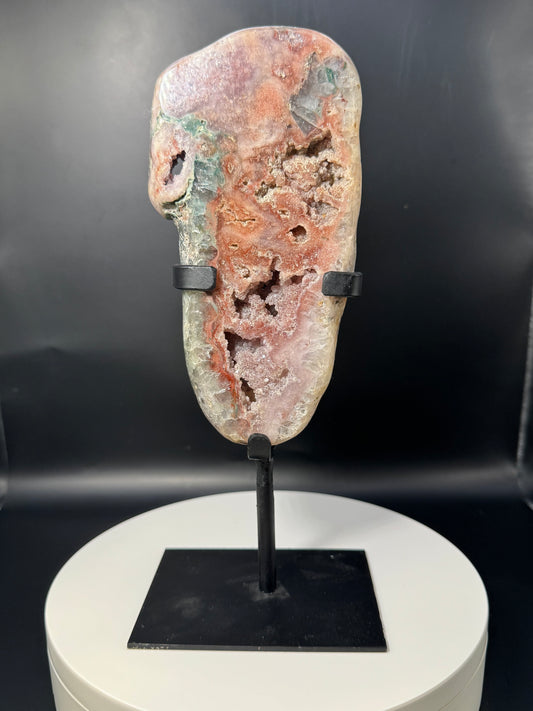 Pink Amethyst Slab on Stand from Brazil