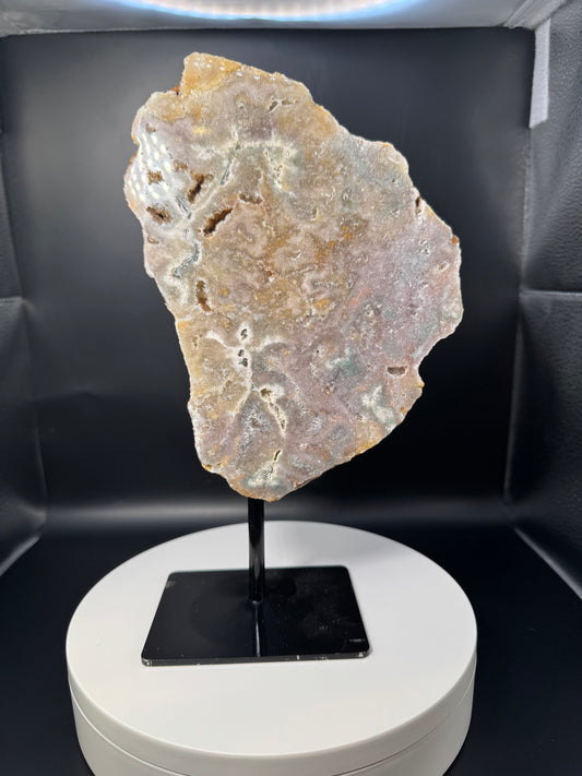 Pink Amethyst Slab on Stand from Brazil