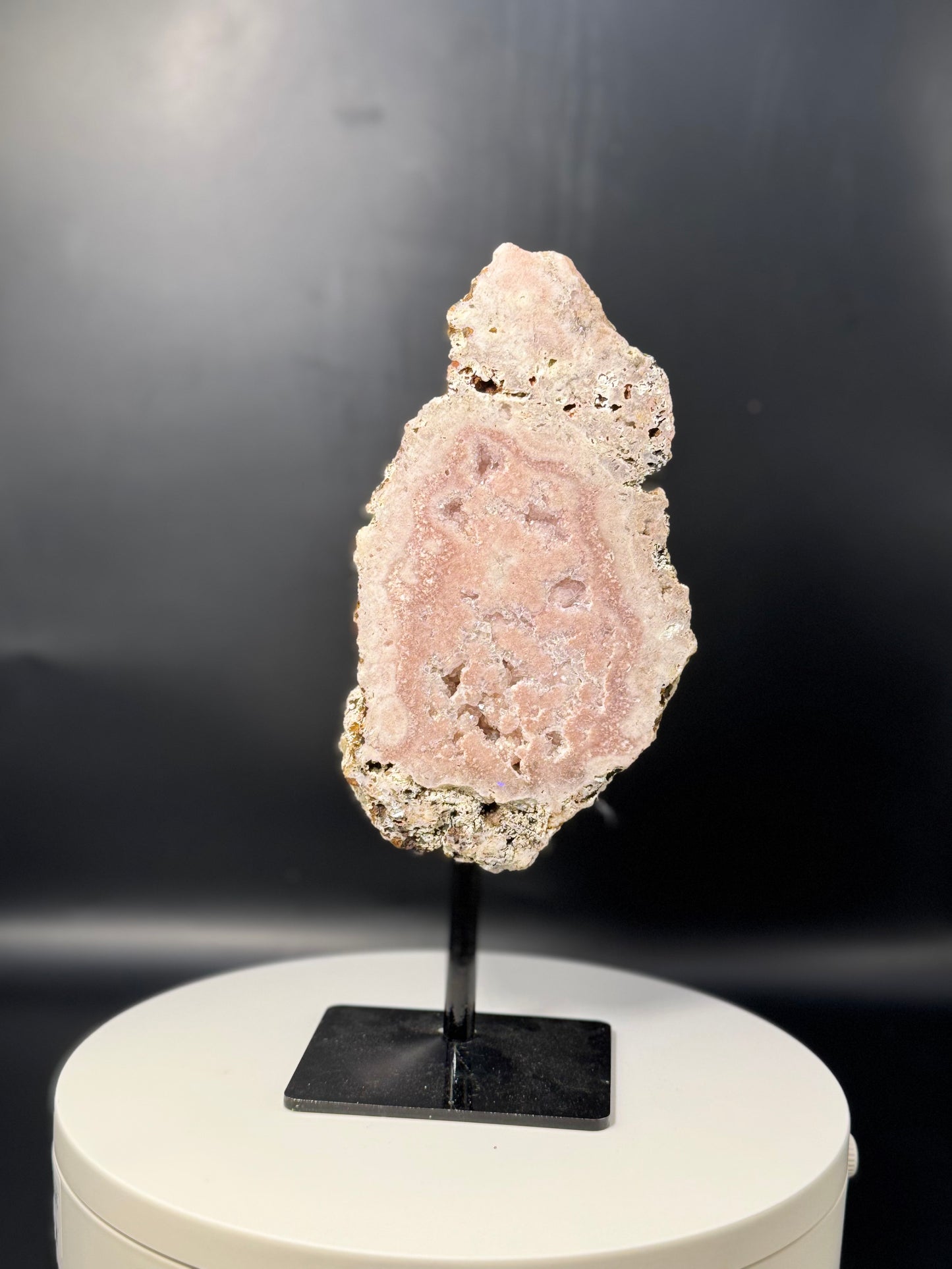 Pink Amethyst Slab on Stand from Brazil