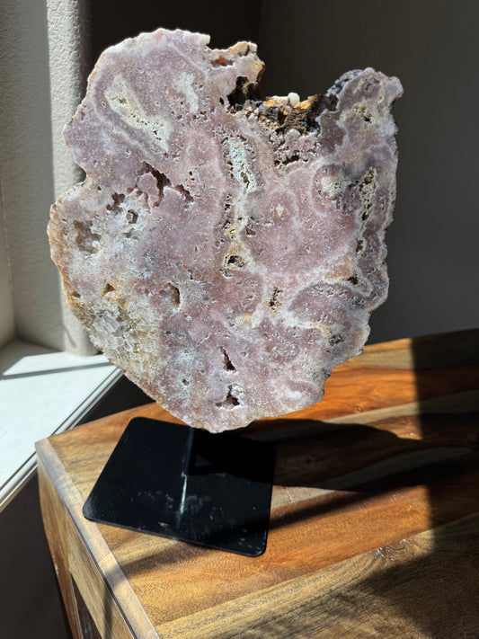 Pink Amethyst Slab on Stand from Brazil