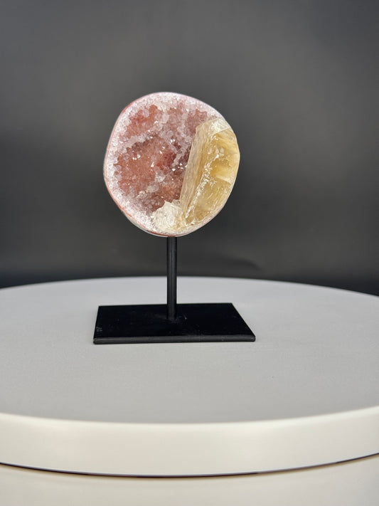 Amethyst with Quartz Geode on Stand