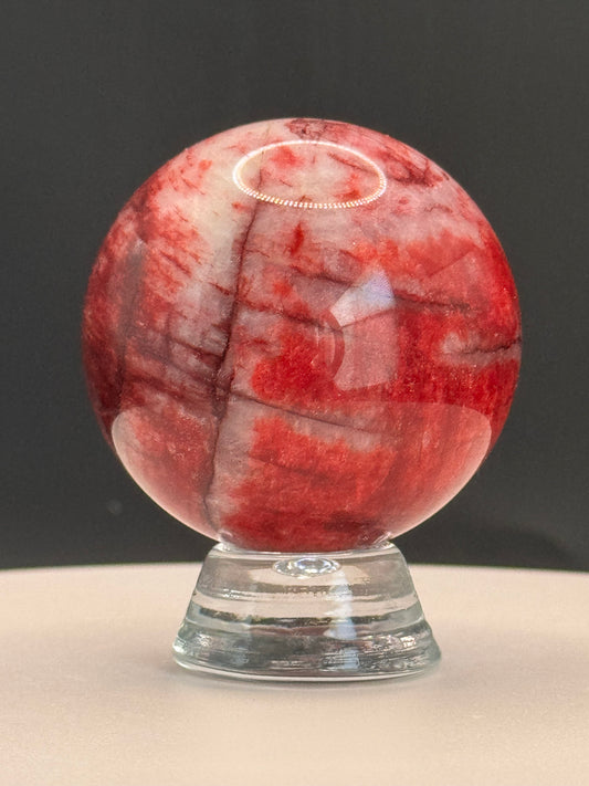 Red Smelting Stone Quartz Sphere Crystal
