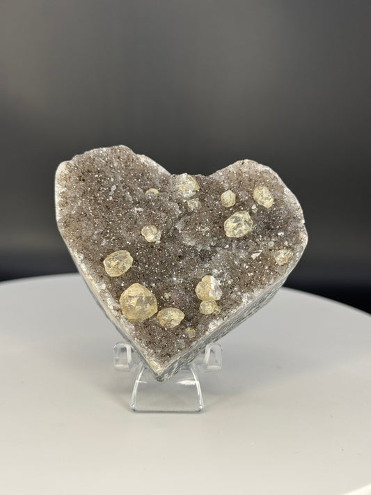 Amethyst Heart with Calcite from Brazil