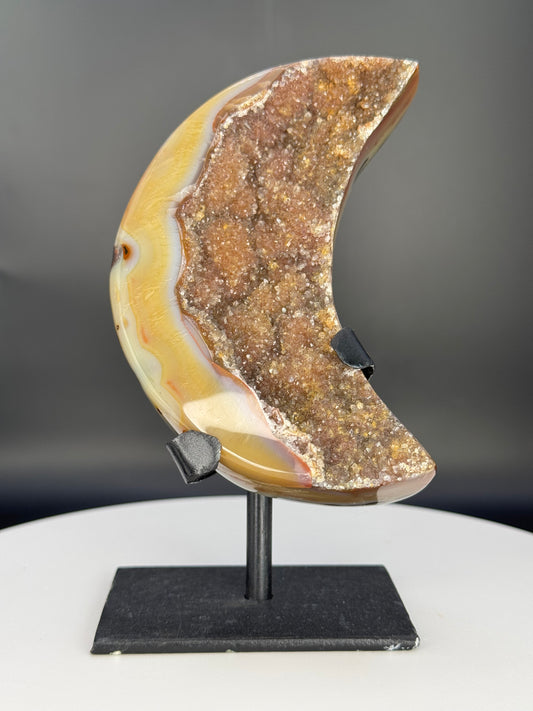 Agate Moon Covered in Druzy