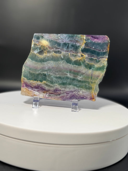 Thick Polished Rainbow Fluorite Slab