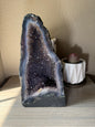 Stunning Banded Agate Amethyst Cathedral with Golden Rutile