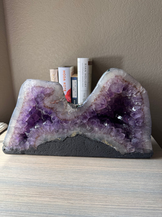 Double Top Amethyst Cathedral with Polished Back