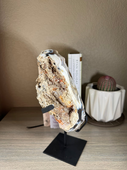 Brazilian Sugar Druzy covered Geode on Stand