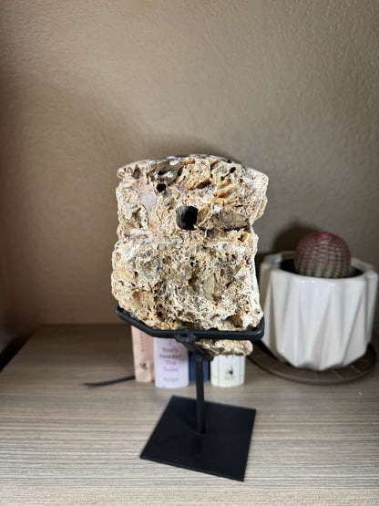 Brazilian Sugar Druzy covered Geode on Stand