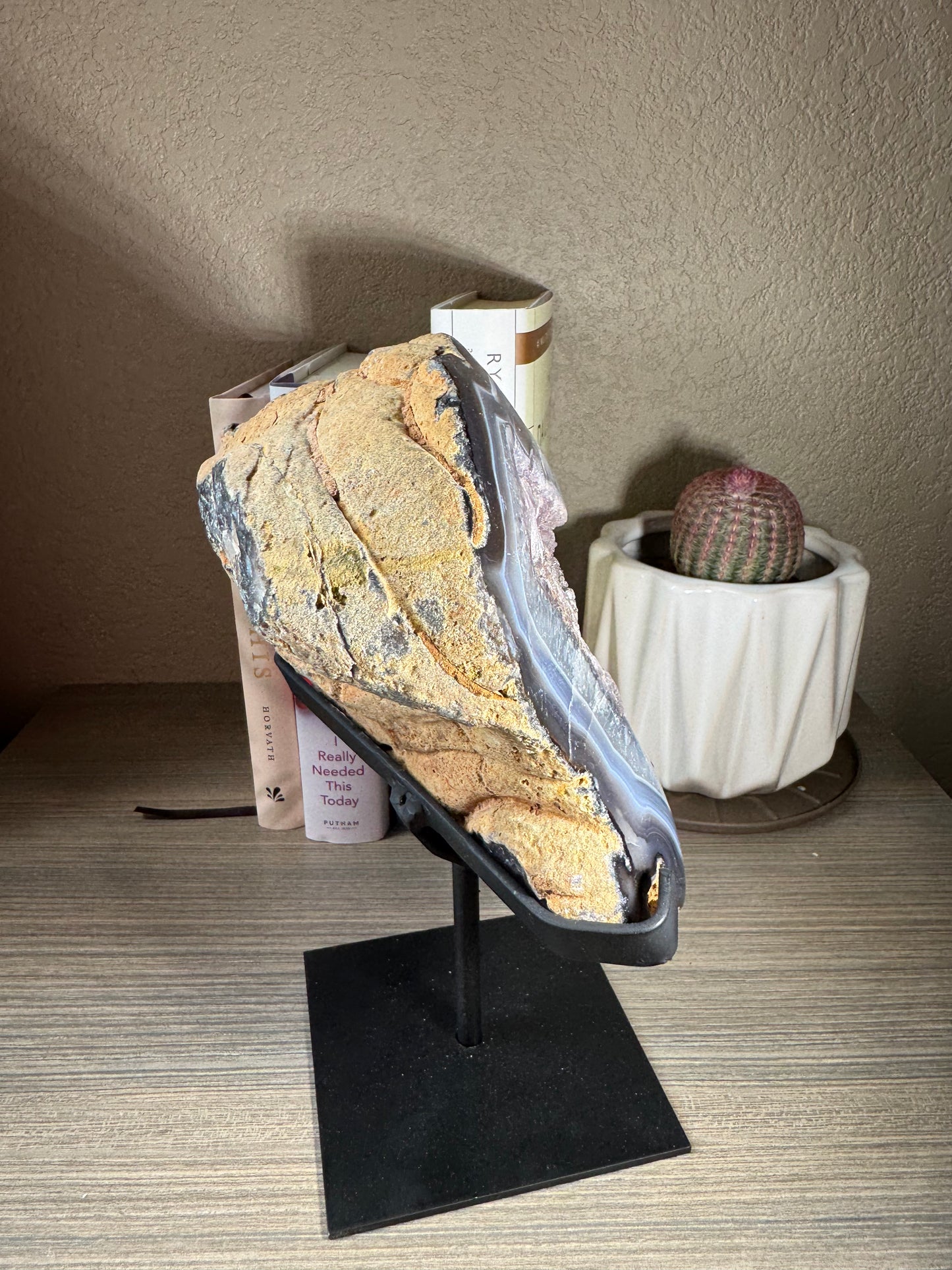 Brazilian Banded Agate Geode on Custom Stand