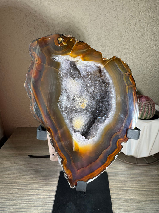 Brazilian Banded Agate Geode on Custom Stand