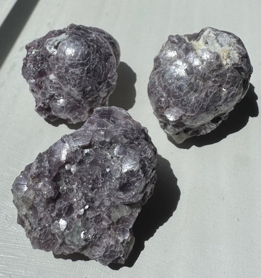 3 Botryoidal Lepidolite Crystal Clusters