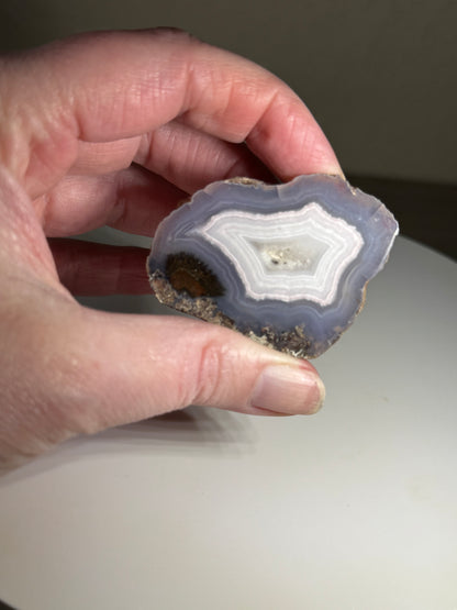 Face polished blue banded Brazilian Agate Geode