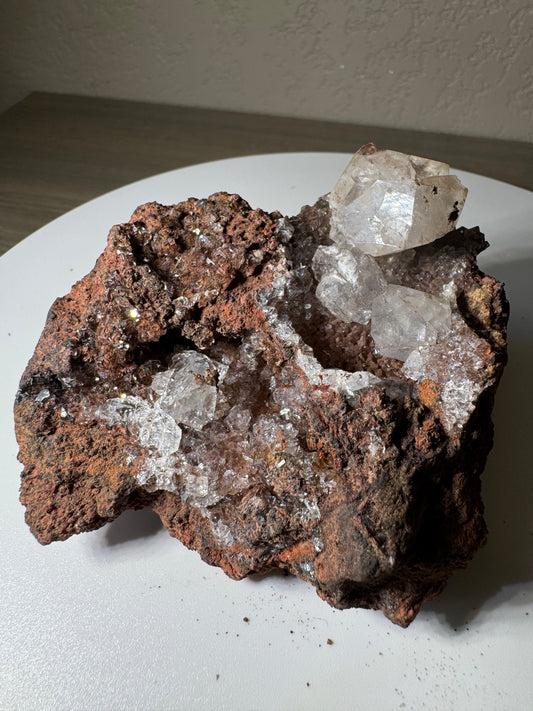 Calcite over Red Chalcedony from El Potosi Mine, Santa Eulaila, Chihuahua, Mex 189g