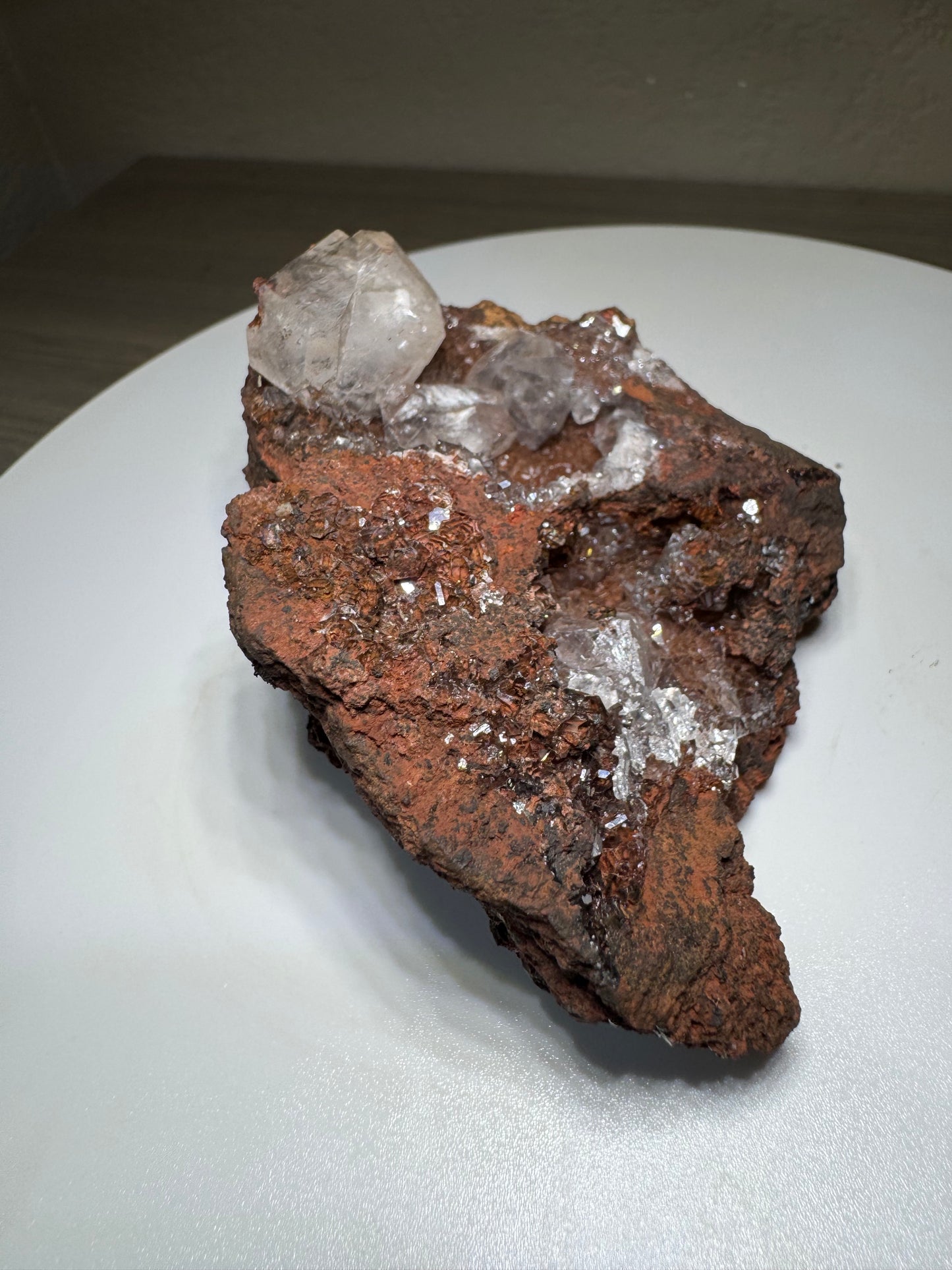 Calcite over Red Chalcedony from El Potosi Mine, Santa Eulaila, Chihuahua, Mex 189g