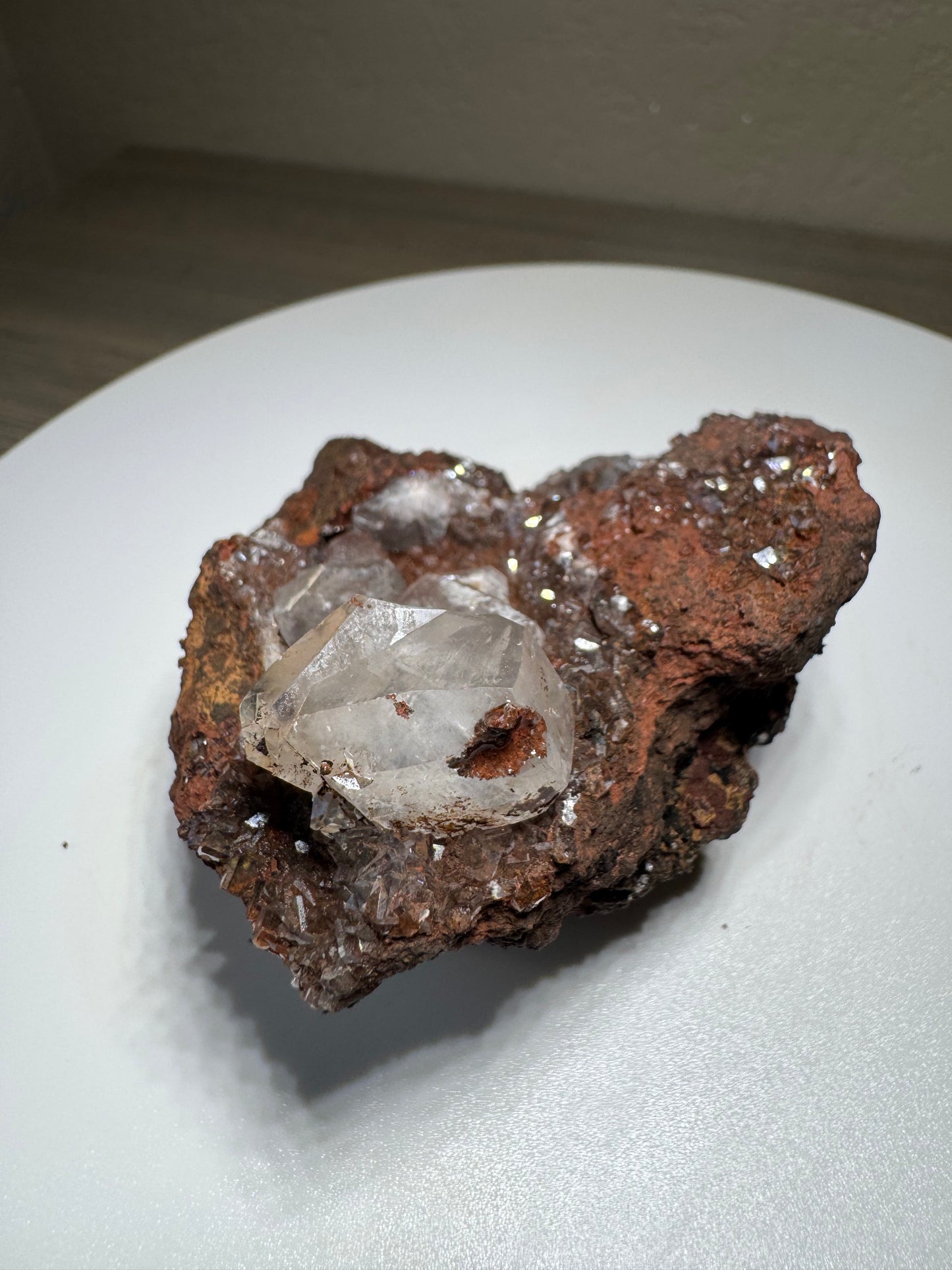 Calcite over Red Chalcedony from El Potosi Mine, Santa Eulaila, Chihuahua, Mex 189g