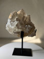Clear Quartz Cluster with Golden Rutiles on Custom Stand from Brazil