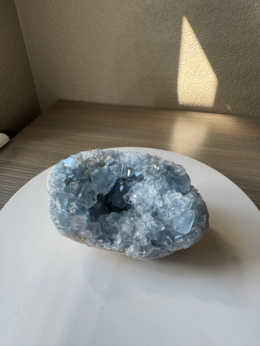 Blue Celestite Crystal Geode 1.4 lbs