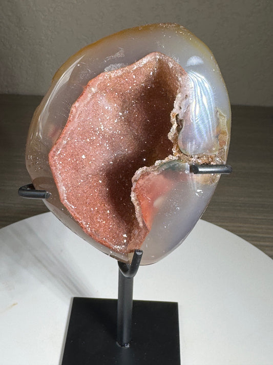 Druzy Brazilian Geode of Custom Stand