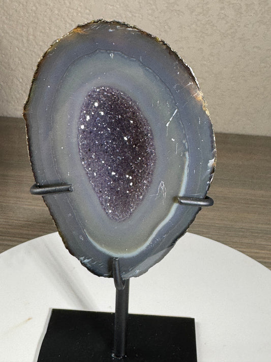 Druzy Brazilian Geode of Custom Stand