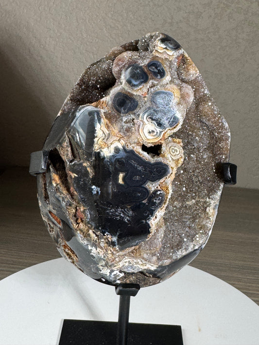 Druzy Brazilian Geode of Custom Stand