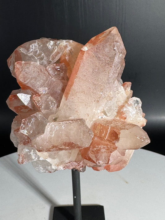 Pink Lithium Quartz Cluster on stand from Brazil