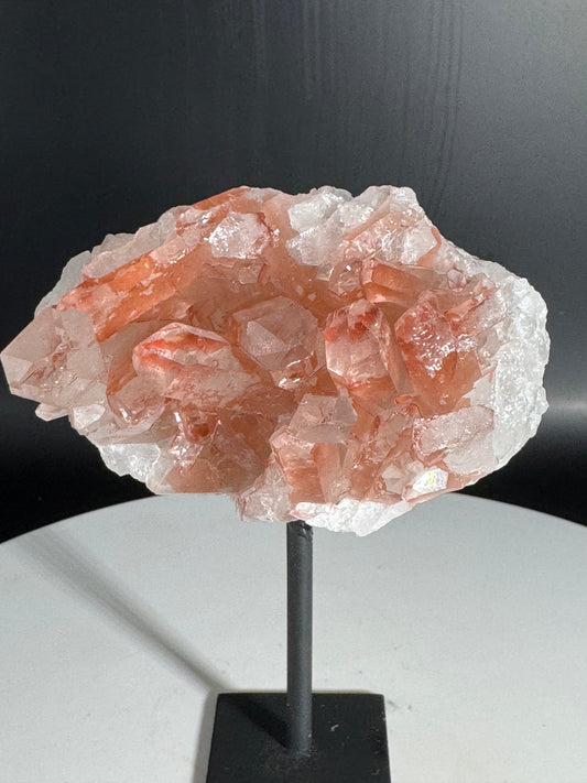 Pink Lithium Quartz Cluster on stand from Brazil