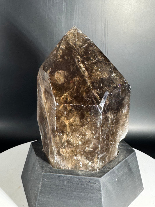 Smokey Quartz with Rainbow Inclusions from Brazil on Stand 2 lbs
