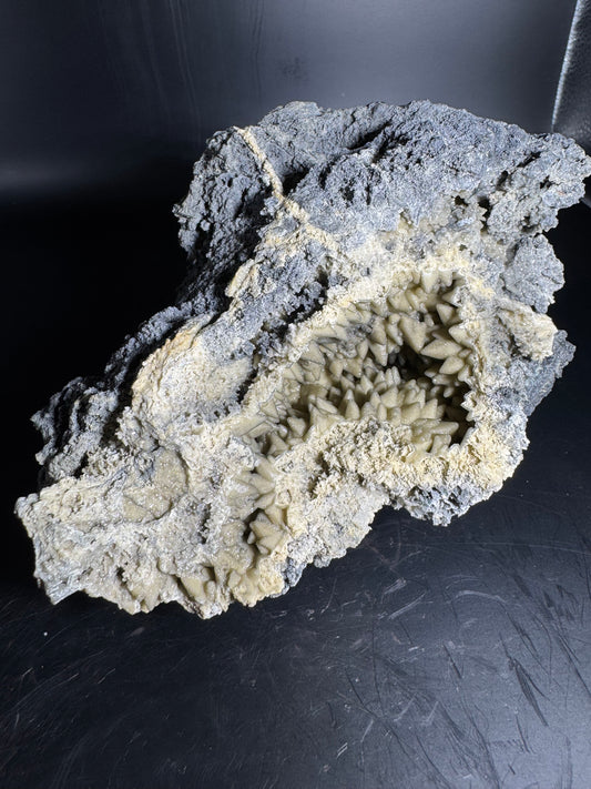 Smithsonite over Dog Tooth Calcite, La Ojuela mine, Mapimi, Durango Mexico 2.9 lbs