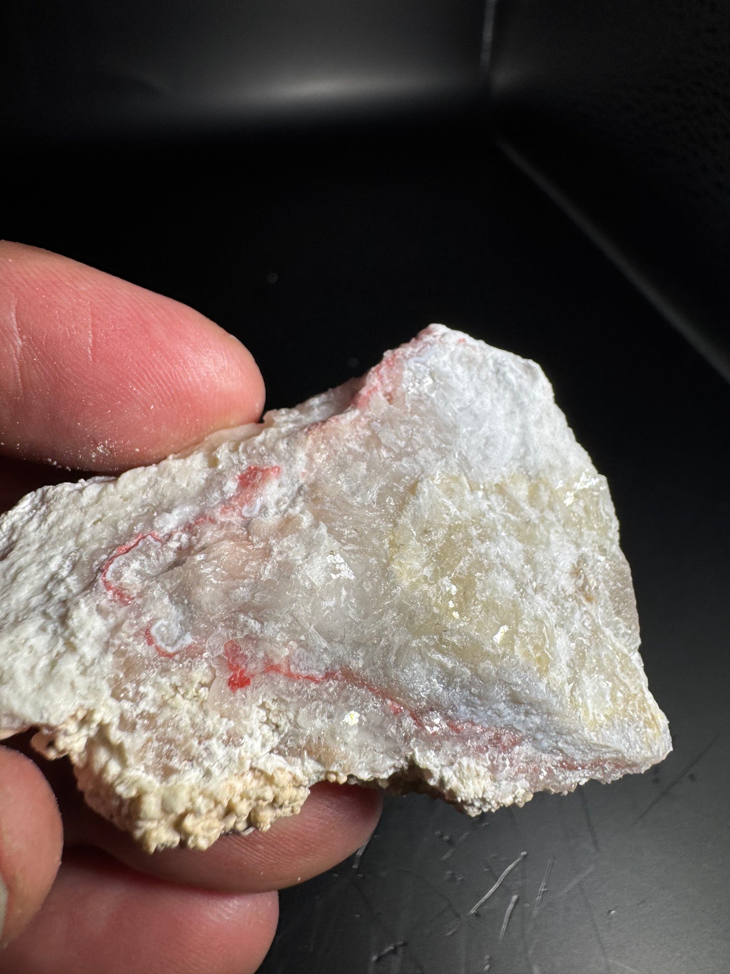 UV Reactive Cinnabar Druzy Quartz El Potosi Mine, Santa Eulalia, Chihuahua, Mex. 59 grams