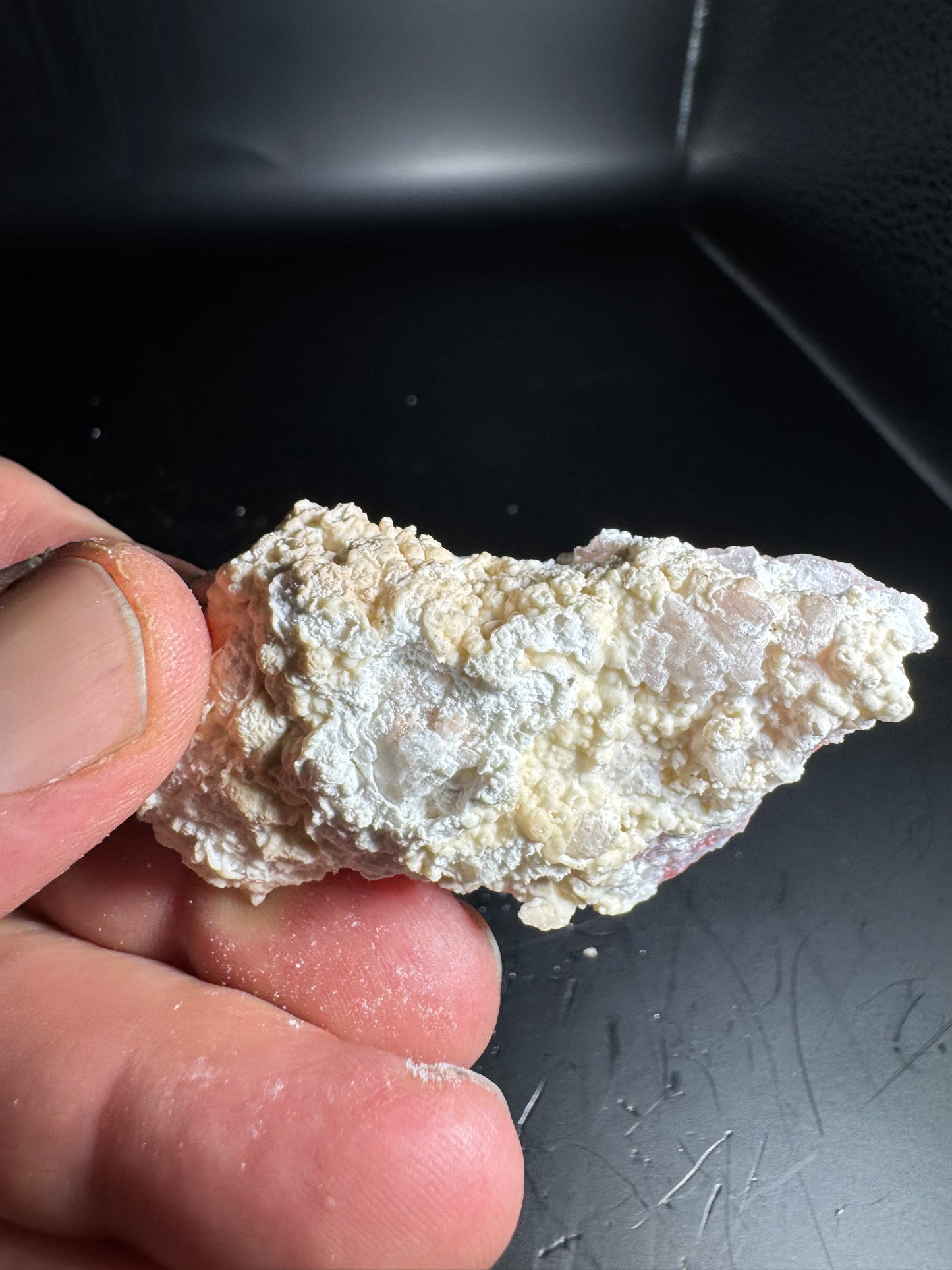 UV Reactive Cinnabar Druzy Quartz El Potosi Mine, Santa Eulalia, Chihuahua, Mex. 59 grams