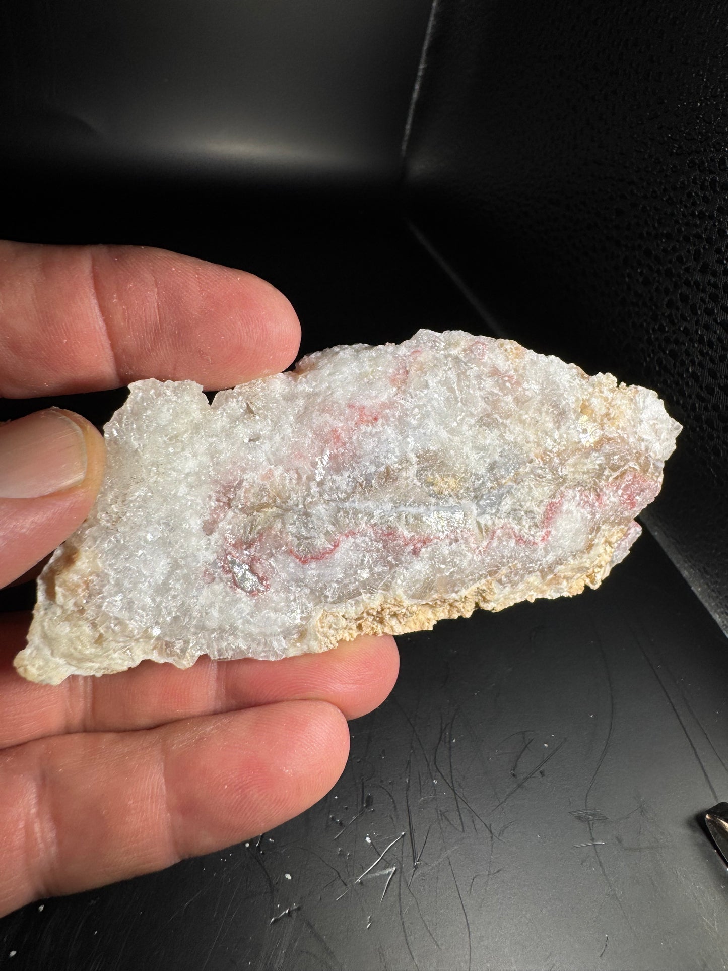 UV Reactive Cinnabar Druzy Quartz El Potosi Mine, Santa Eulalia, Chihuahua, Mex. 100 grams