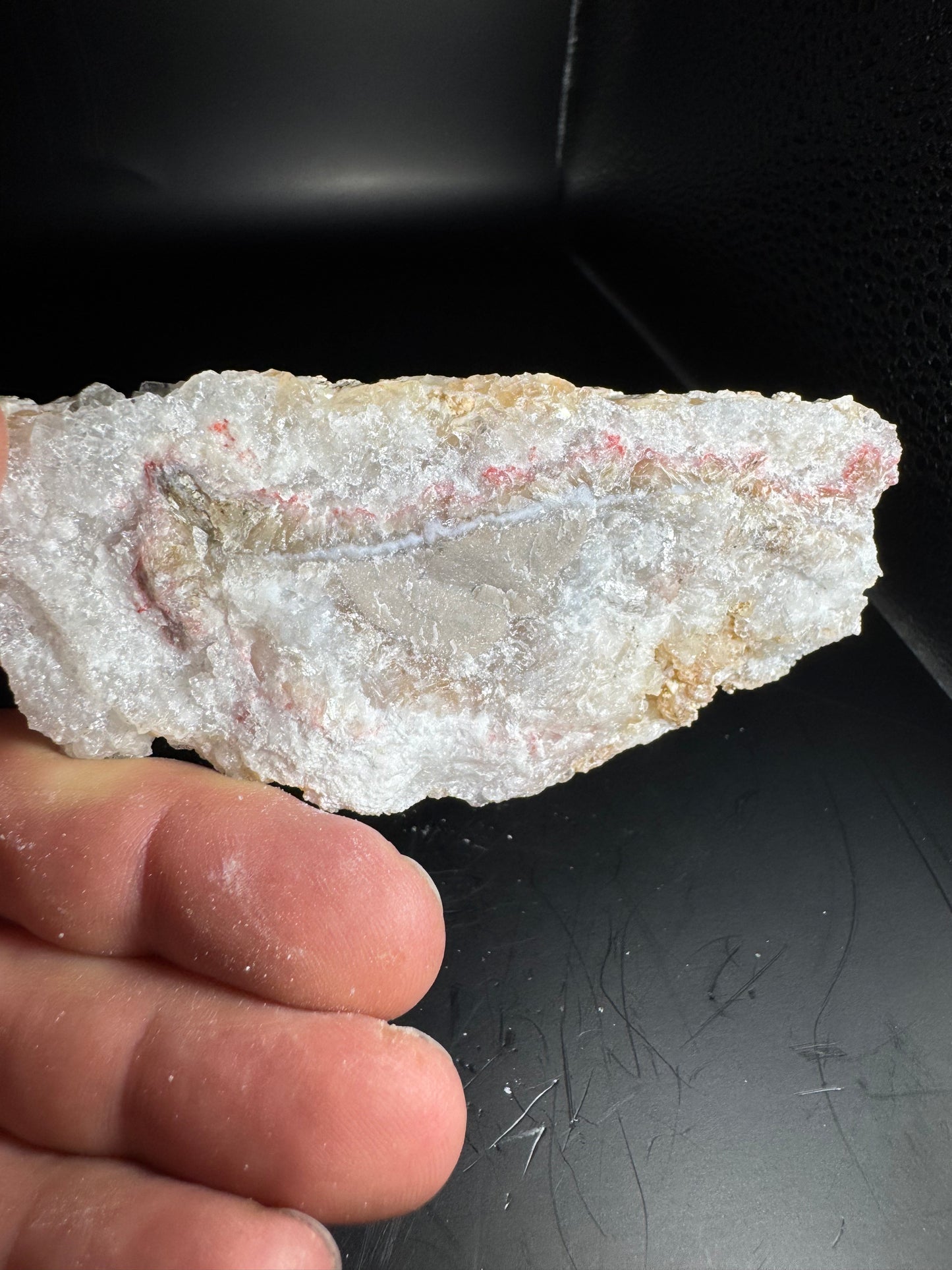UV Reactive Cinnabar Druzy Quartz El Potosi Mine, Santa Eulalia, Chihuahua, Mex. 100 grams