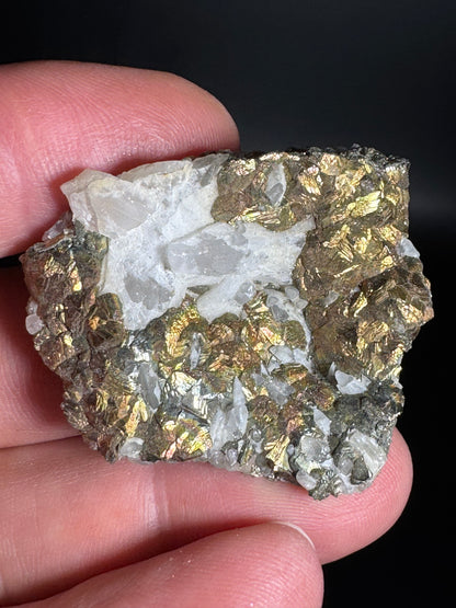 Iridescent Marcasite on Mangano Calcite Guerrero, Taxco Mex 26 Grams