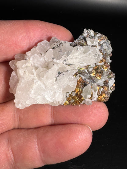 Iridescent Marcasite on Mangano Calcite Guerrero, Taxco Mex 37 Grams